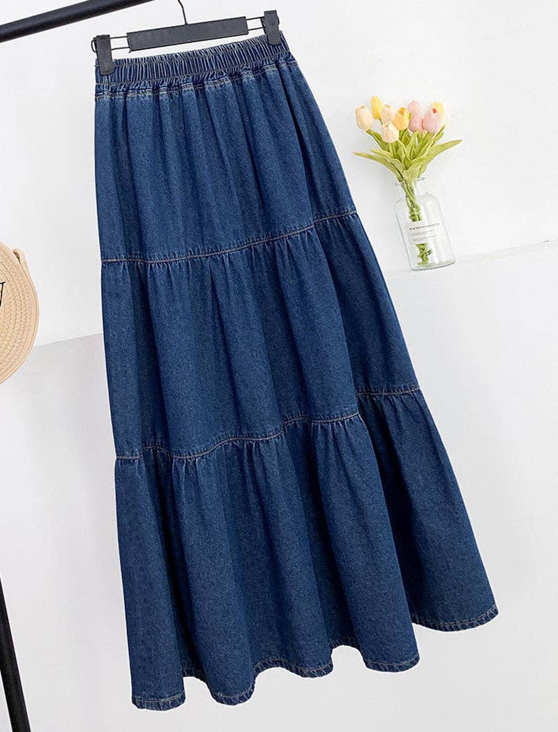 'Jocelyn' Tiered Denim Skirt