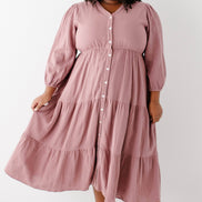 'Louisa' Button Down Tiered Cotton Gauze Midi Dress