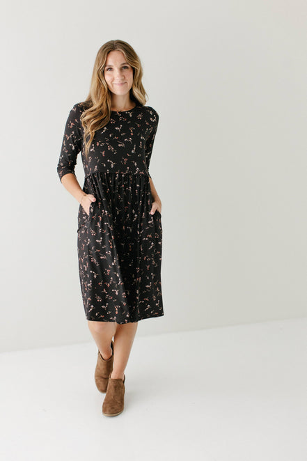 'August' Maternity and Nursing Friendly Floral Knee Length Dress