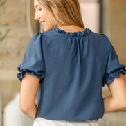 'Laurel' V-neck Short Sleeve Top