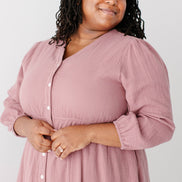 'Louisa' Button Down Tiered Cotton Gauze Midi Dress