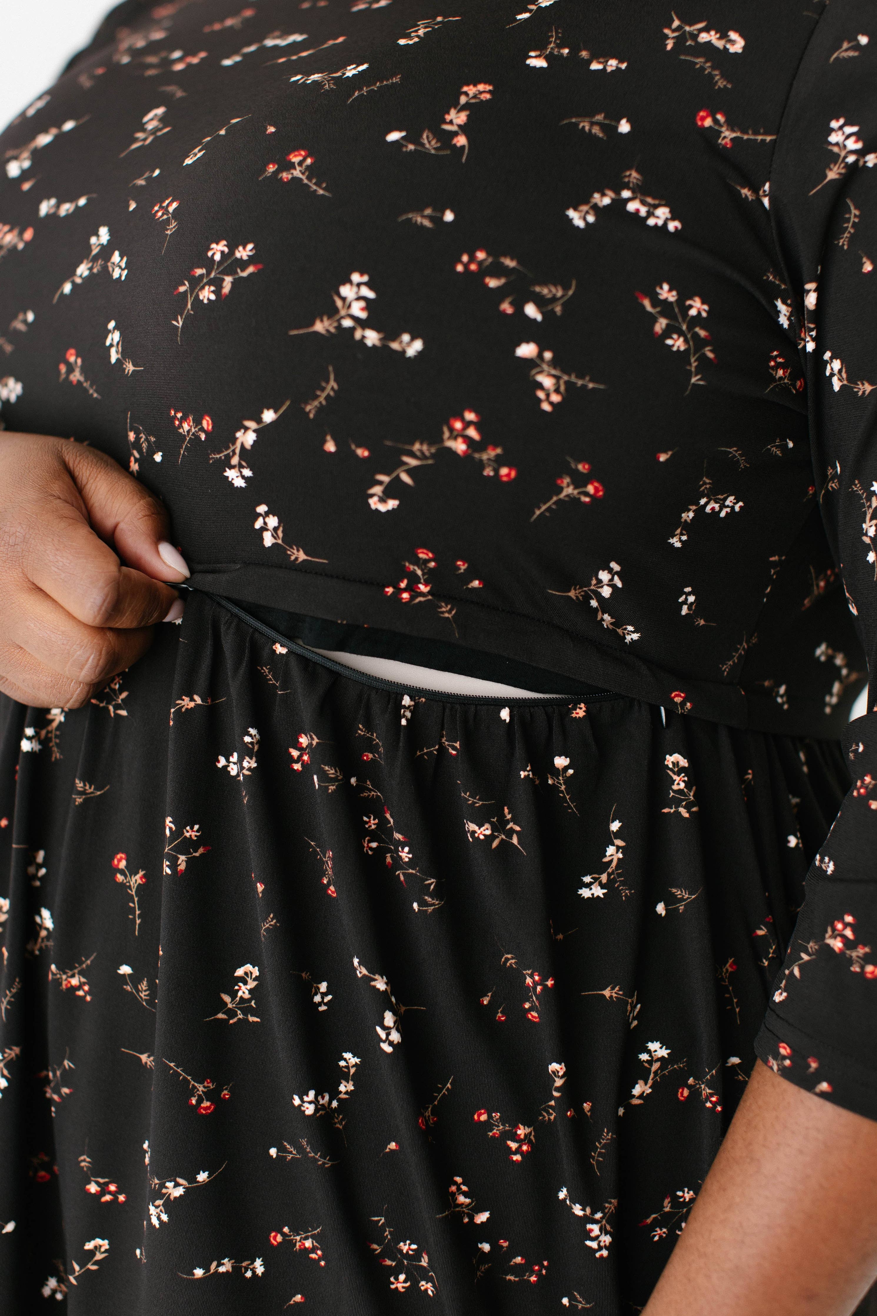 'August' Maternity and Nursing Friendly Floral Knee Length Dress
