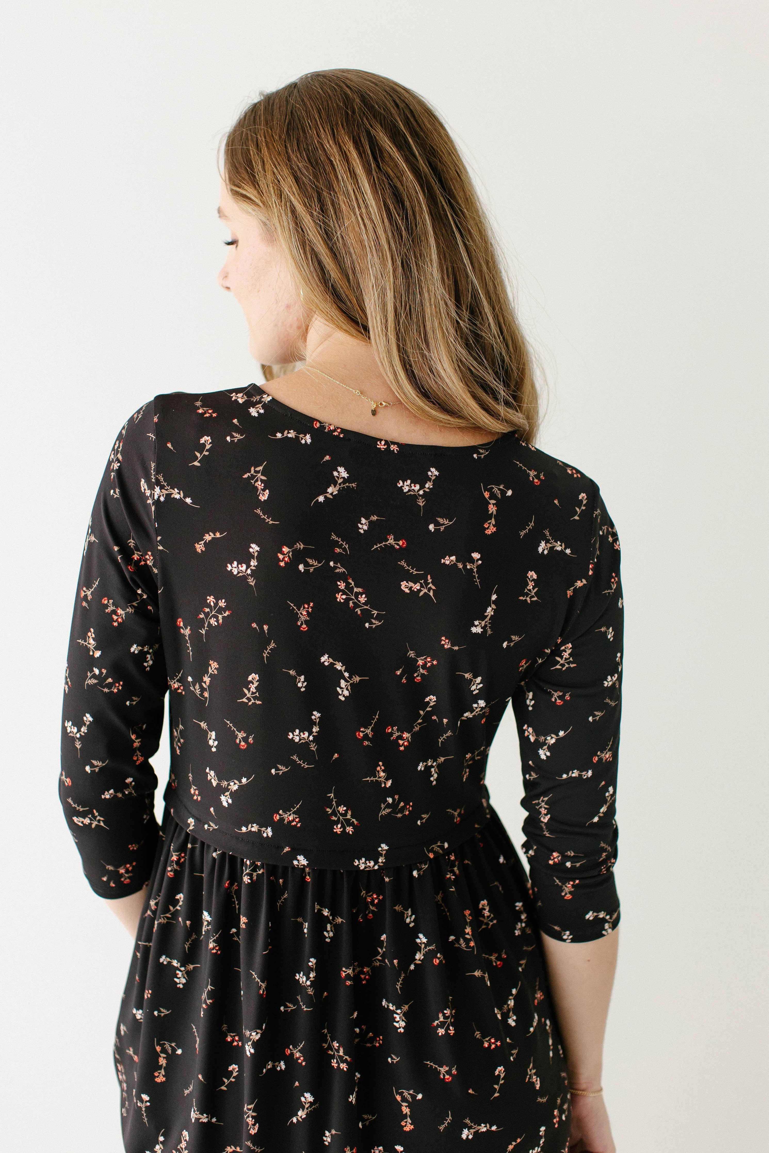 'August' Maternity and Nursing Friendly Floral Knee Length Dress