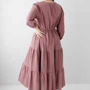 'Louisa' Button Down Tiered Cotton Gauze Midi Dress