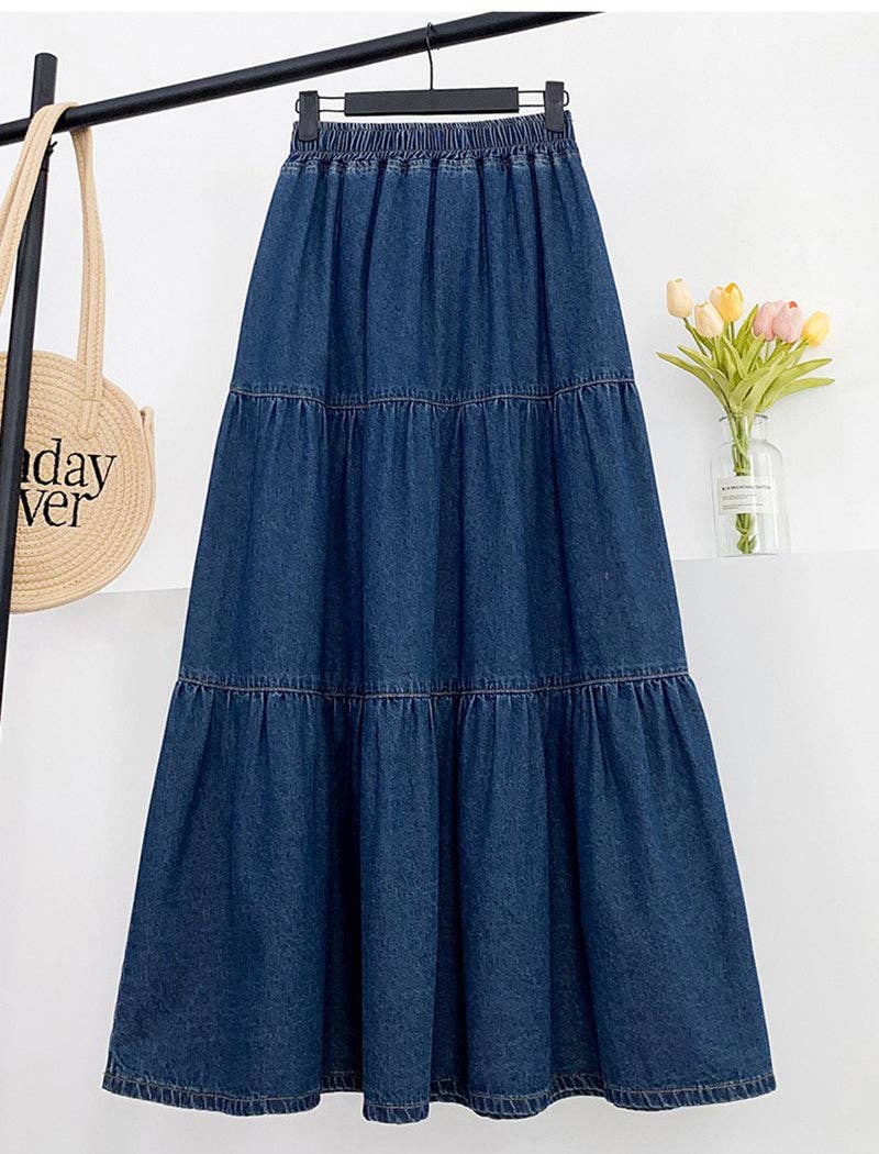 'Jocelyn' Tiered Denim Skirt