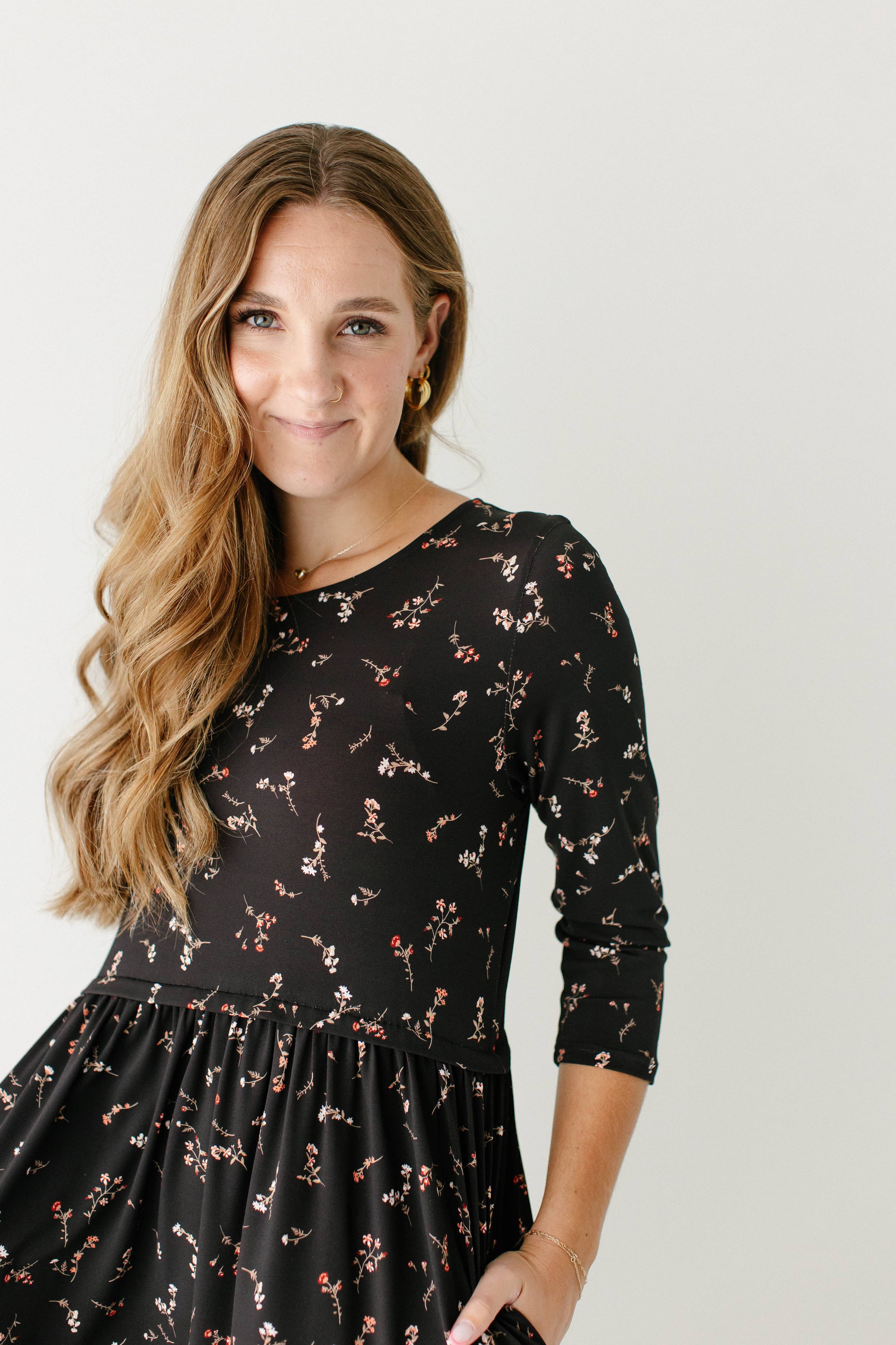 'August' Maternity and Nursing Friendly Floral Knee Length Dress