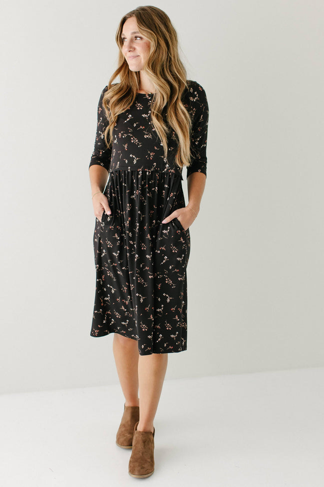 'August' Maternity and Nursing Friendly Floral Knee Length Dress