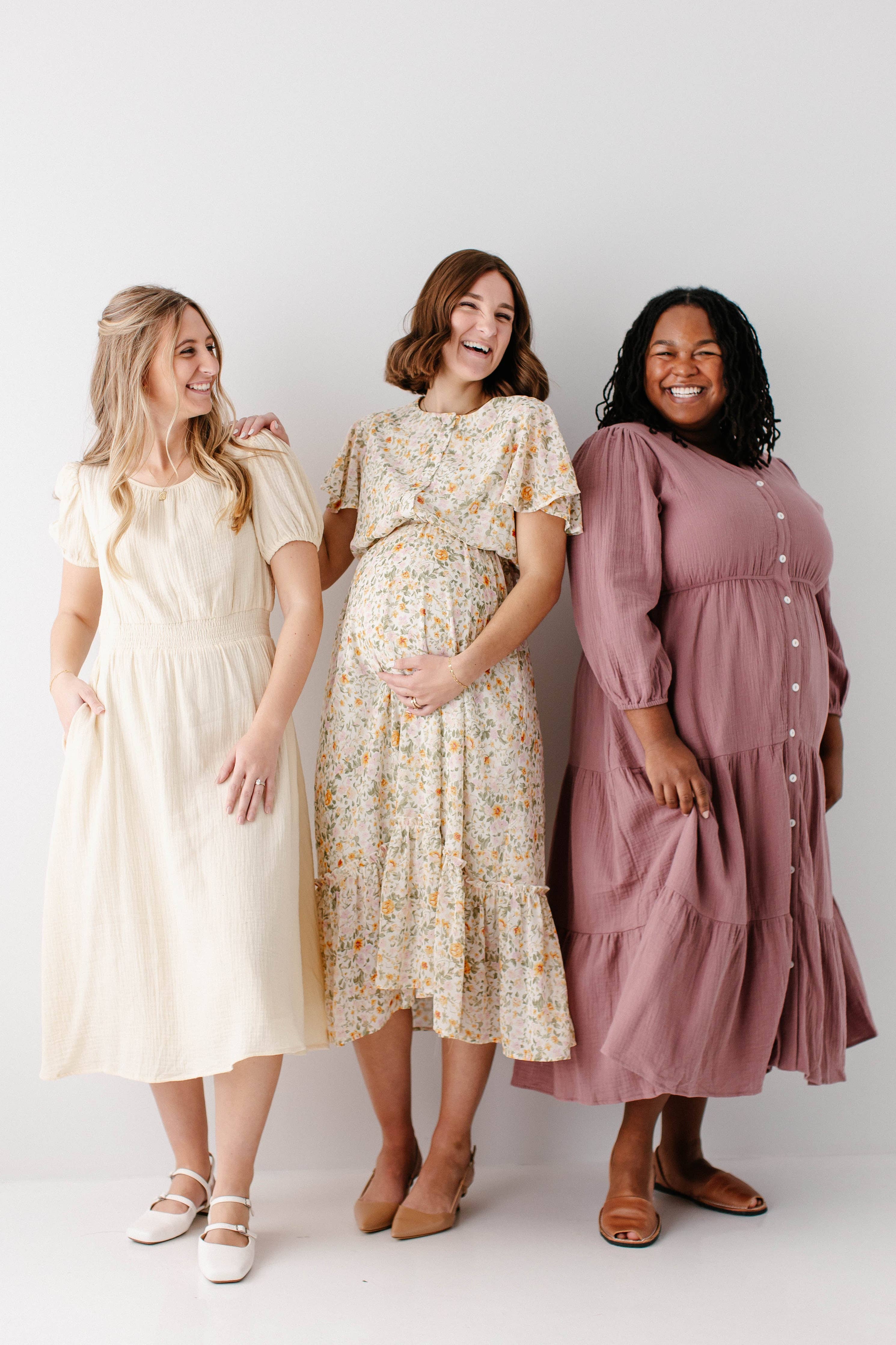 'Louisa' Button Down Tiered Cotton Gauze Midi Dress
