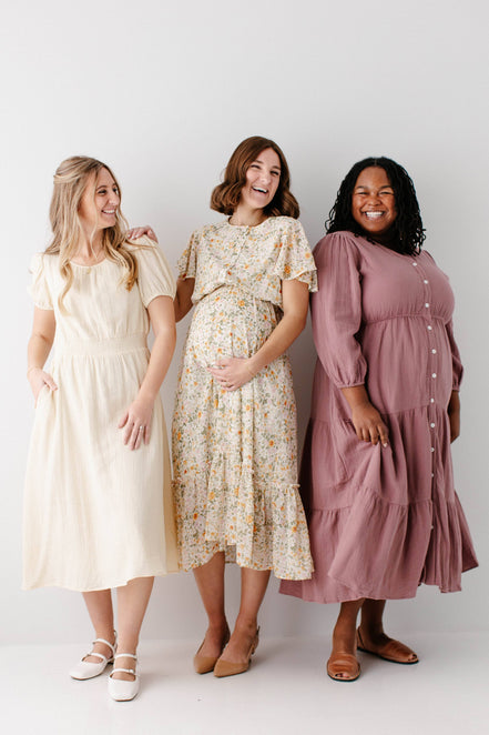 'Louisa' Button Down Tiered Cotton Gauze Midi Dress