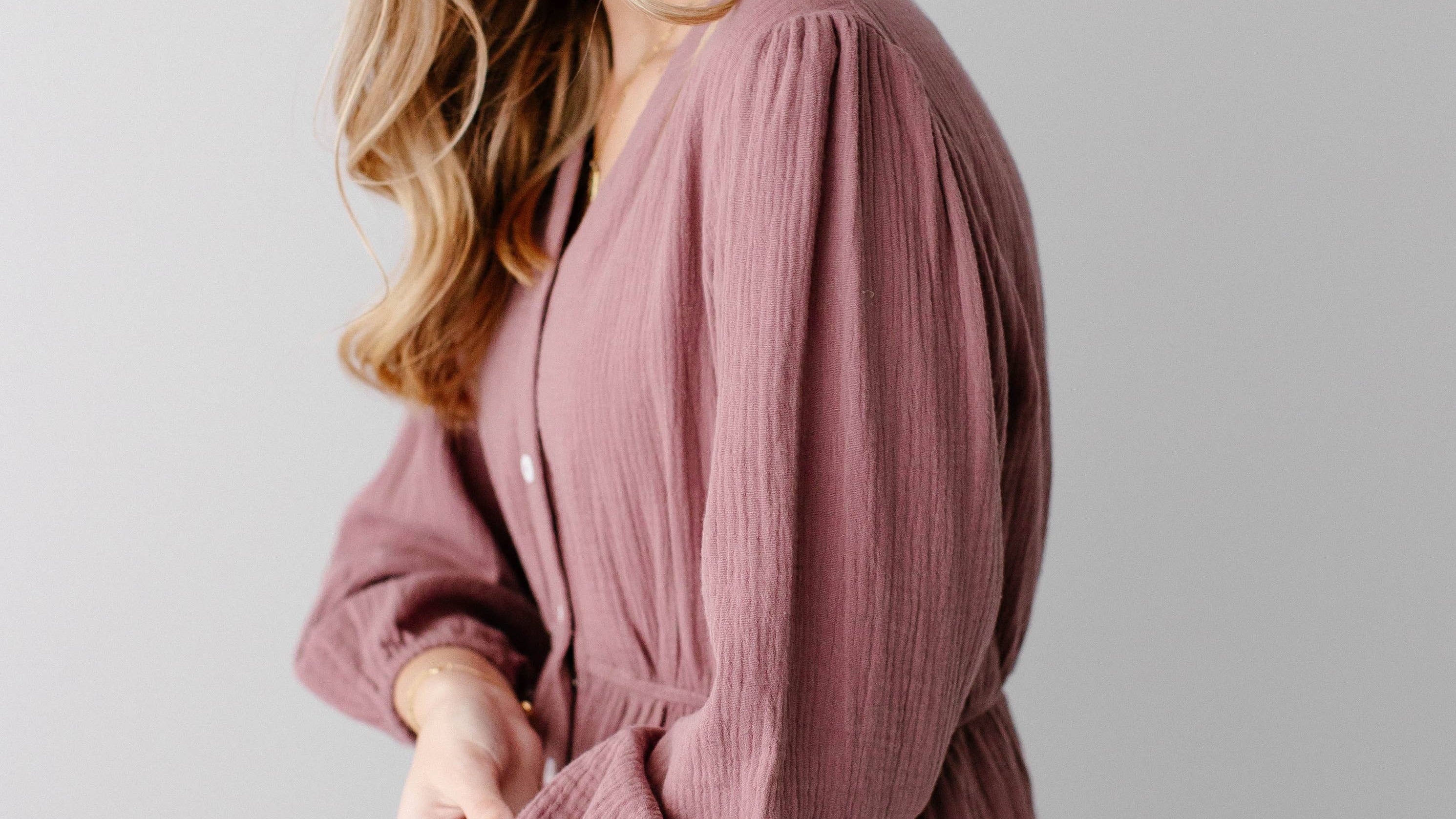'Louisa' Button Down Tiered Cotton Gauze Midi Dress