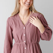 'Louisa' Button Down Tiered Cotton Gauze Midi Dress