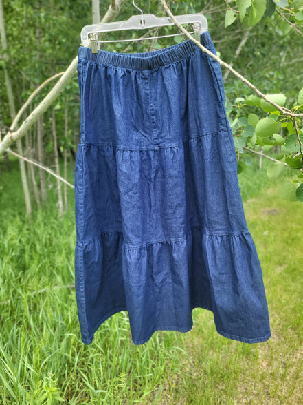 'Jacquelyn' Tiered Denim Skirt